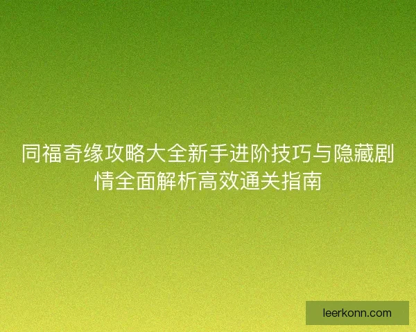 同福奇缘攻略大全新手进阶技巧与隐藏剧情全面解析高效通关指南